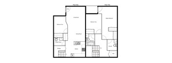 Floor plan of a 3 bed, 3 bath apartment at Novare in New Westminster, BC