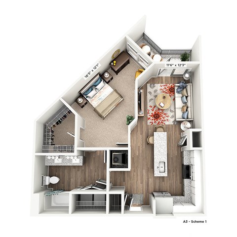 a floor plan of a house with a bedroom and a living room