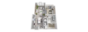 a stylized floor plan of a 1 bedroom192 sq ft apartment