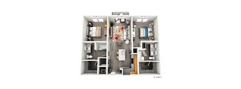 a 3 bedroom floor plan with a bathroom and a living room
