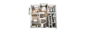 a 3 bedroom floor plan with a bathroom and a living room