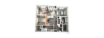 a 3d floor plan of a home with a bedroom