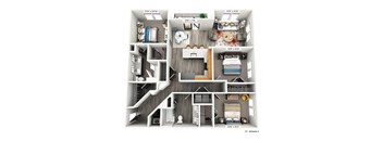 the bedroom floor plan is shown in this rendering