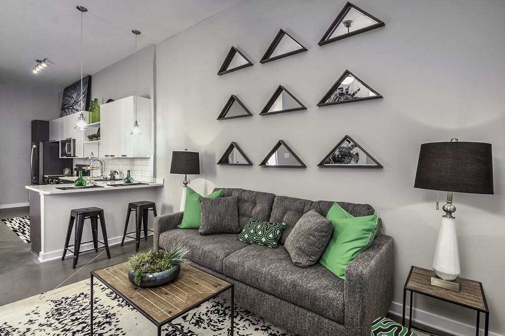 kitchen and living room