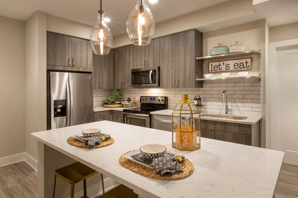 kitchen with island and stainless steel appliances