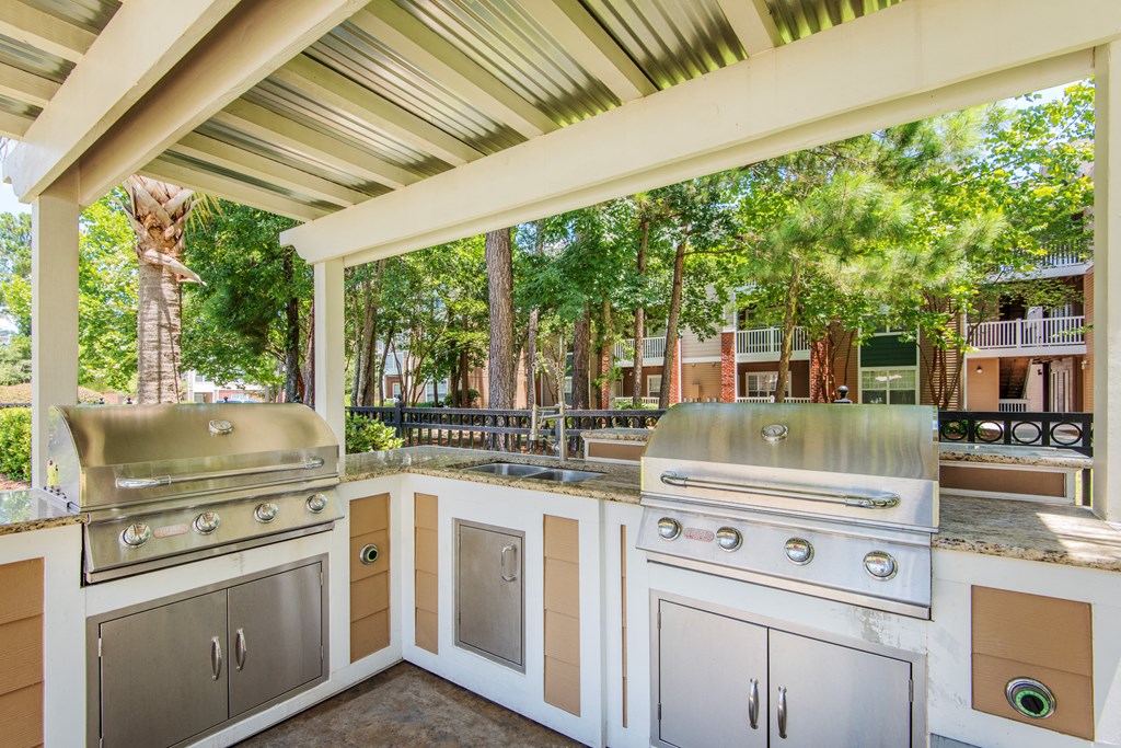 gas grill station and picnic area
