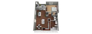 1 Bedroom Floor Plan at Meadows at Homestead Apartments, Logan, Utah