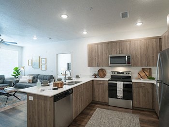Modern Kitchen at Foothill Lofts Apartments & Townhomes, Logan, UT - Photo Gallery 9