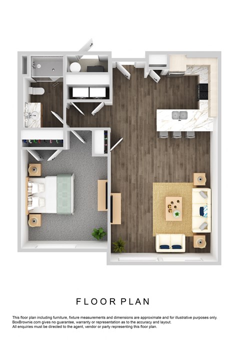 1 Bedroom Floorplan at The Grove at Orchard Park