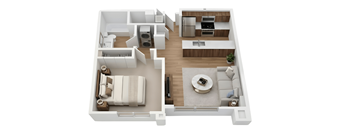 Aurora 1 Bedroom 1 Bathroom Floorplan