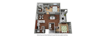 2 Bedroom Floor Plan at Meadows at Homestead Apartments, Logan