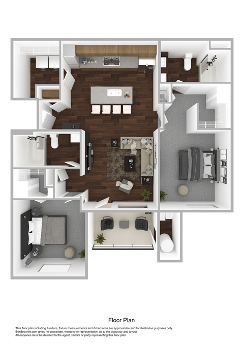 2X2 A Floorplan at Orchard Park Apartments, Idaho Falls, ID