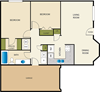 2 Bedroom 1 Bath Floor Plan 2 Bedroom 1 Bath Floor Plan at Devonshire Court Apartments & Townhomes, North Logan, UT