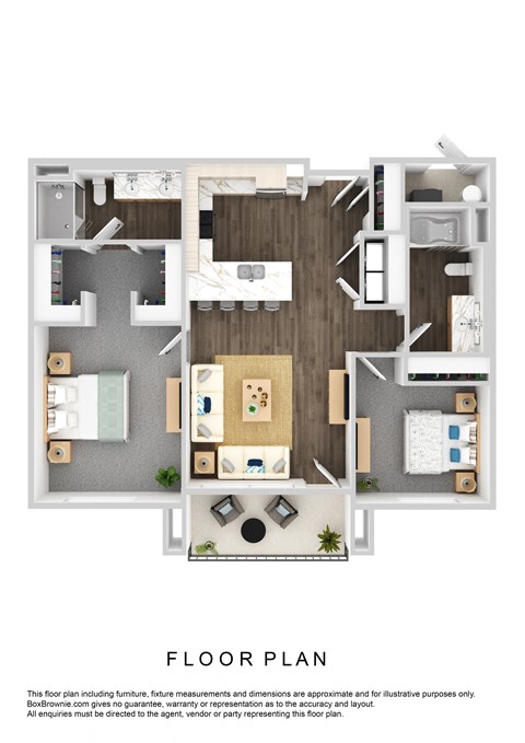 2 Bedroom Floorplan at The Grove at Orchard Park