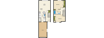 2 Bedroom 1 Bathroom Floor Plan at Devonshire Court Apartments & Townhomes, North Logan, 84341