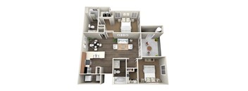 2 bedroom x 1 bathroom floor plan at The Matheson Apartments, Tremonton