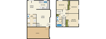 3 bedroom 2 bath Floor Plan at Devonshire Court Apartments & Townhomes, North Logan