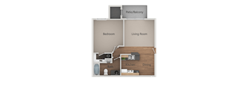One bedroom One bathroom Floor Plan at Cimarron Place Apartments, Tucson, AZ, 85712
