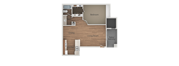 1 Bedroom 1 Bathroom Floor Plan at Rio Seco Apartments, Arizona