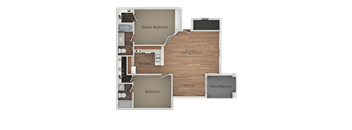 2 bedroom 2 bath Floor Plan at Rio Seco Apartments, Arizona, 85746