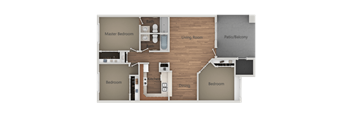 3 bedroom 2 bath Floor Plan at Rio Seco Apartments, Tucson, AZ