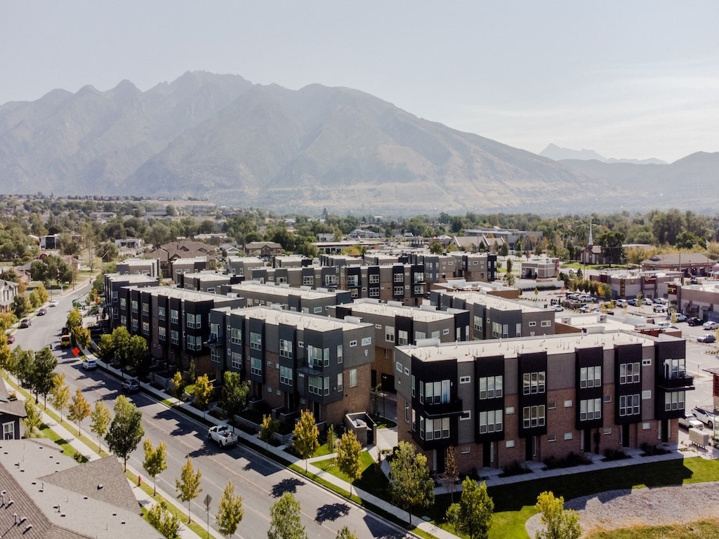 Aerial View at Parc at Day Dairy Apartments and Townhomes, Draper, UT