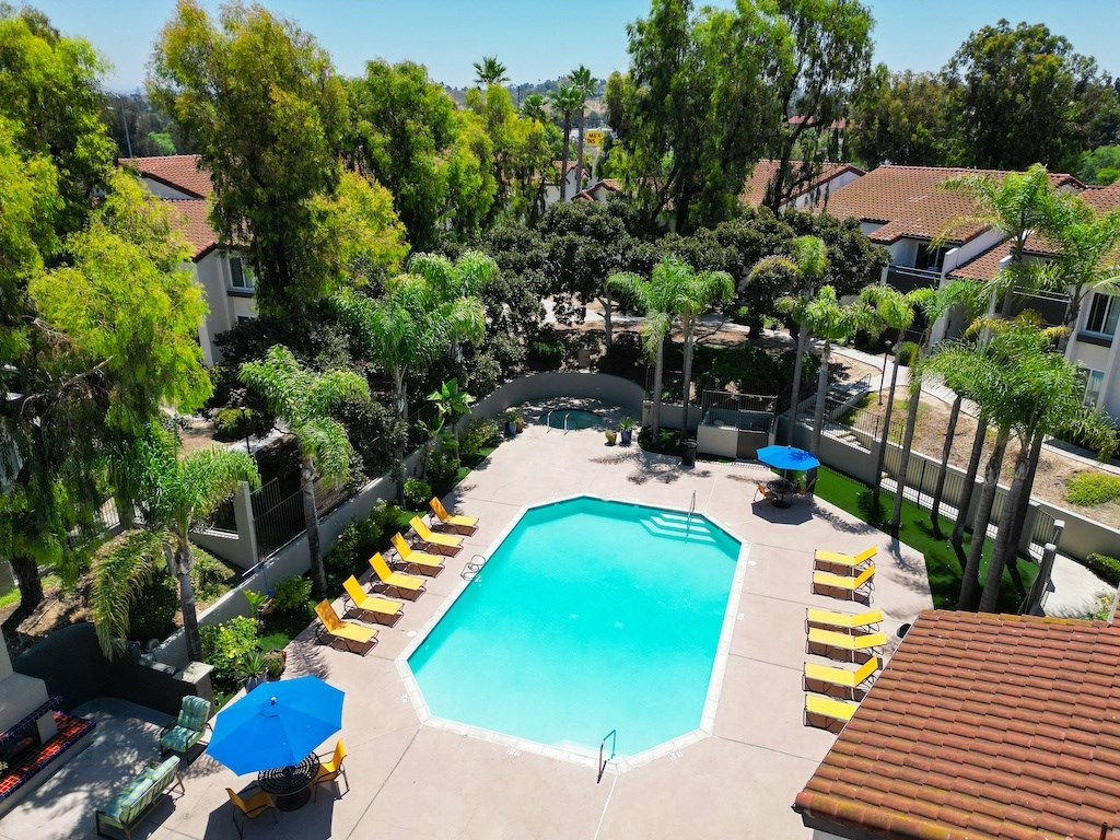 Aerial View of Pool at Eucalyptus Grove