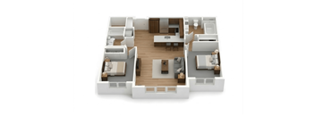 Aurora 2 Bedroom 2 Bathroom Floorplan