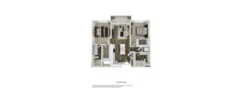 A floor plan of a small apartment with a kitchen, living room, and bathroom.