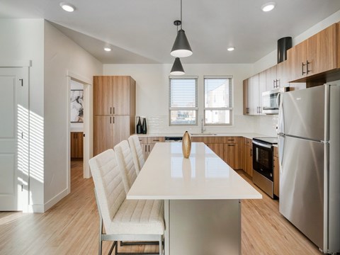 Barstools at Island in Kitchen at The Amber