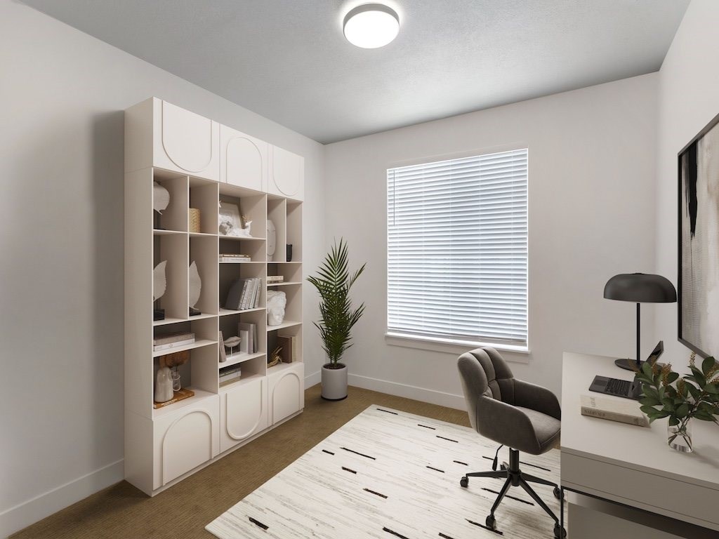 Bedroom with a Window at Magnolia at Homestead staged