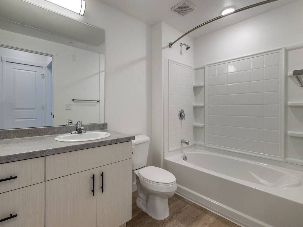 Bright bathroom with large tub