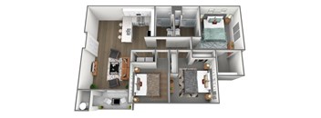 3 Bed 2 Bath Floor Plan at Parc Ridge Apartments, Utah