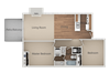 2 Bedroom 1 Bath Floor Plan 2 Bedroom 1 Bath Floor Plan at Edgewater Isle Apartments & Townhomes, Hanford, 93230