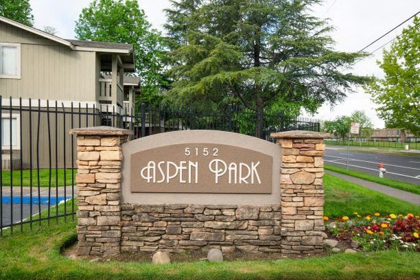 Welcoming Property Signage at Aspen Park Apartments, Sacramento, CA, 95823