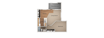 1 Bed 1 Bath Floor Plan at Aspen Park Apartments, Sacramento, CA, 95823