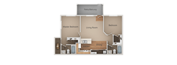 2 bedroom 2 bath Floor Plan at Aspen Park Apartments, California