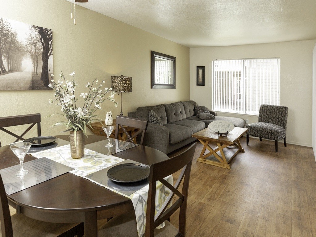 California Place View of Living and Dining Area
