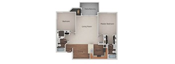 2 Bedroom 2 Bathroom Floor Plan at Canyon Club Apartments, Oceanside