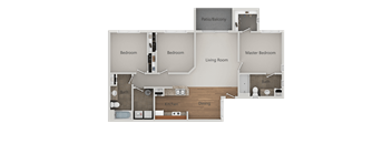 Three Bed Two Bath Floor Plan at Canyon Ridge Apartments, Surprise