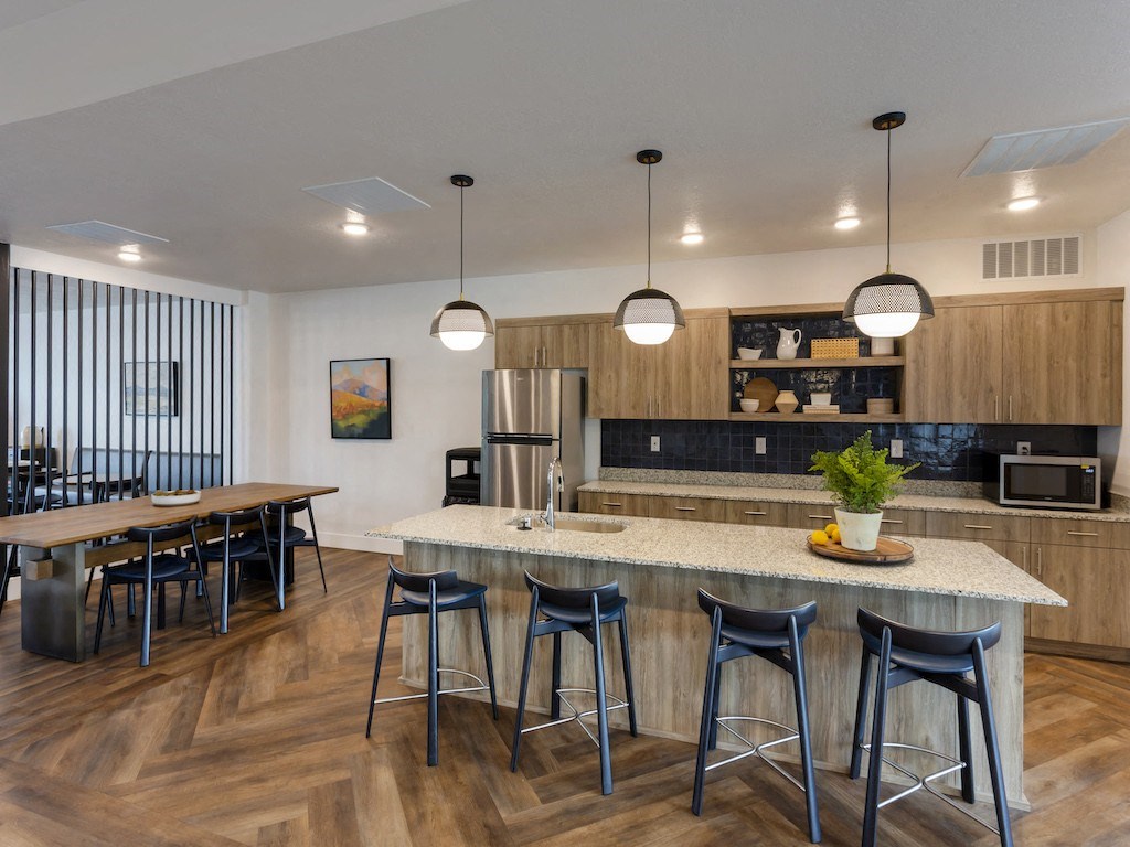 Decorative Clubhouse Kitchen at Matheson Apartments in Tremonton UT
