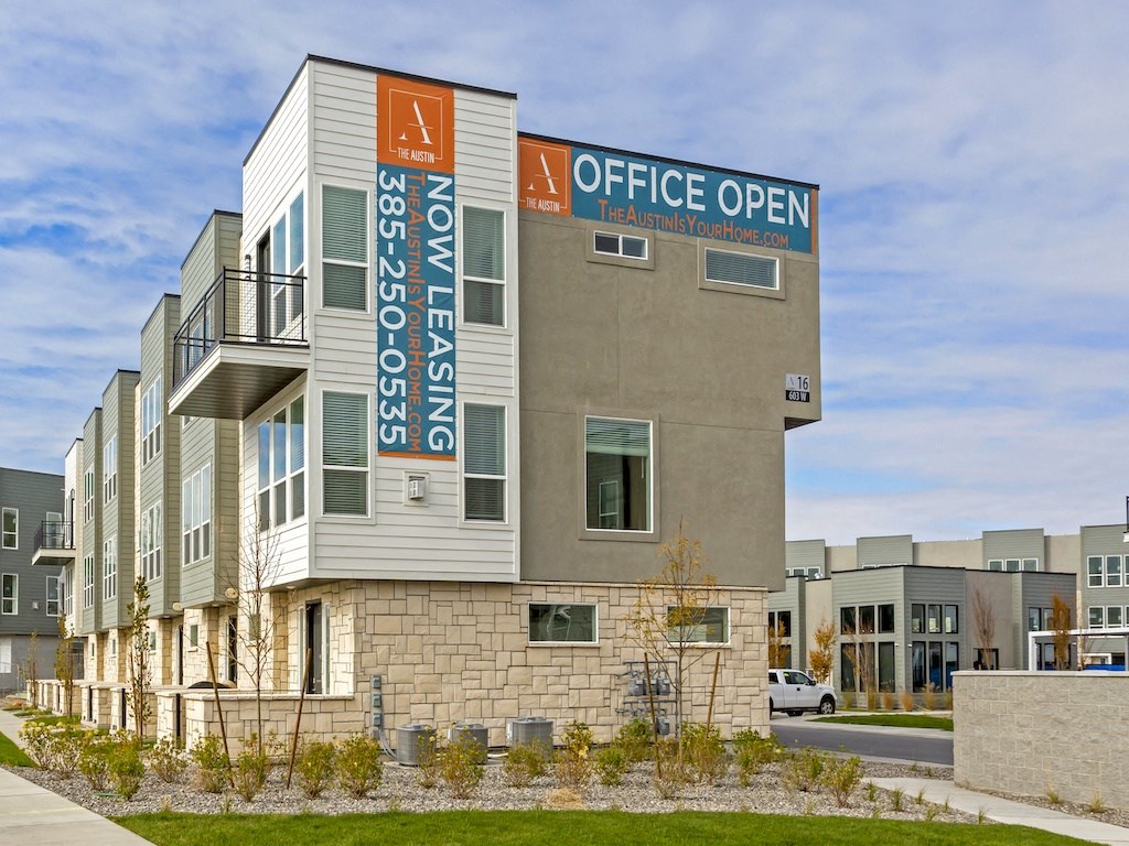 Now Open Signage the The Austin Townhomes, Draper, UT 84020