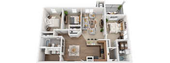 3 Bed, 2 Bath Floor Plan at Falls at Riverwoods Apartments & Townhomes, Utah