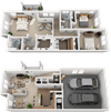 3 Bed, 2 Bath Floor Plan 3 Bed, 2 Bath Floor Plan at Falls at Riverwoods Apartments & Townhomes, Logan, UT, 84321