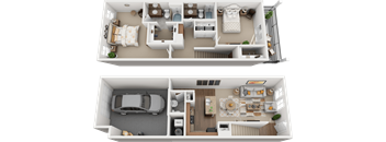 2 Bedroom 2 Bathroom Floor Plan at Falls at Riverwoods Apartments & Townhomes, Utah, 84321