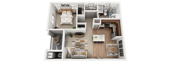 1 Bedroom 1 Bathroom Floor Plan at Foothill Lofts Apartments & Townhomes, Utah, 84341