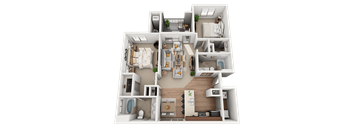 2 bedroom 2 bath Floor Plan at Foothill Lofts Apartments & Townhomes, Logan, Utah