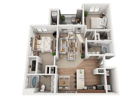 2 bedroom 2 bath Floor Plan at Foothill Lofts Apartments & Townhomes, Logan, Utah