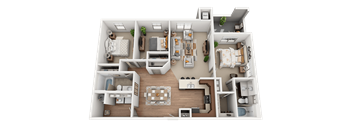 3 bedroom 2 bath Floor Plan at Foothill Lofts Apartments & Townhomes, Logan