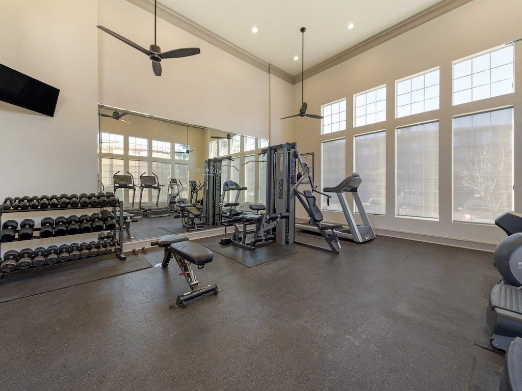 Modern Gym with Free Weights at Echo Ridge